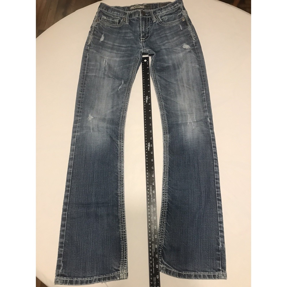 Bke Aiden Women 26r Blue distressed Bootcut Hipp Retro‎ Wash Fade Stretchy Jeans